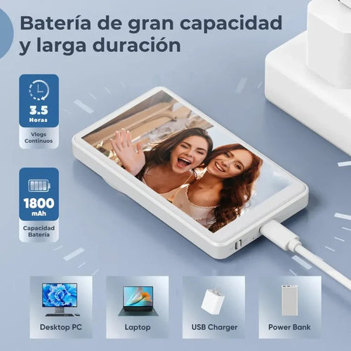 Batería de 1800 mAh del Selfie Pantalla, 3.5 horas de uso continuo, compatible con PC, laptop, cargador USB y power bank